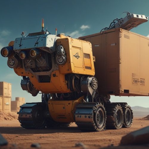 Um robô carregando uma caixa