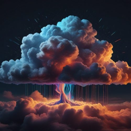 Uma nuvem sendo carregada por dados