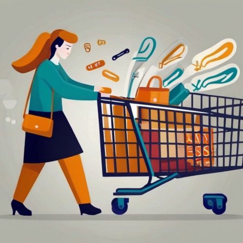 Uma pessoa com um carrinho de compra