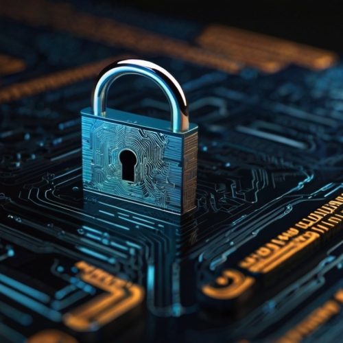 Um cadeado bloqueando dados digital