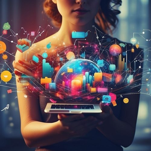 Uma menina segurando um tablet