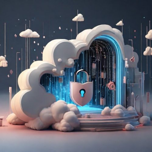 um cadeado dentro de uma nuvem representando a segurança de dados na internet
