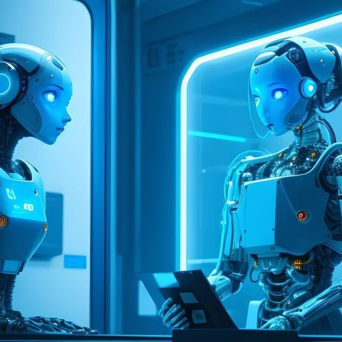 Uma imagem com dois robos