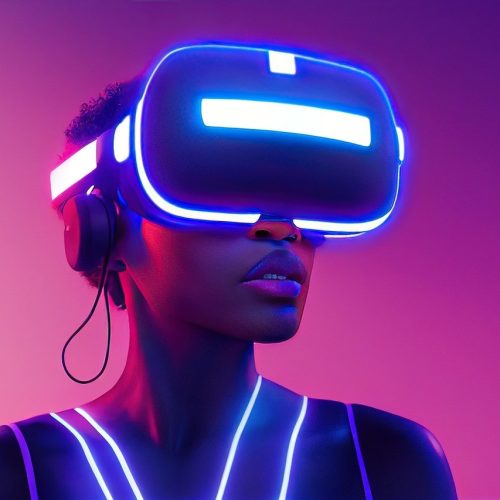 Uma mulher usando óculos de realidade virtual